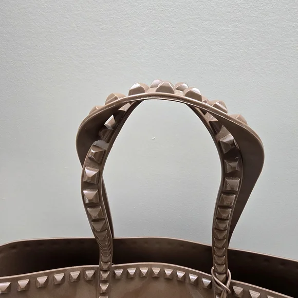 Carmen Sol Angelica Large Brown Tote Jelly Studded PVC Tote Bag. - Picture 9 of 16